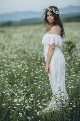 Wall Mural - Beautiful woman. Bride portrait. Young beautiful bride in nature. High quality photo