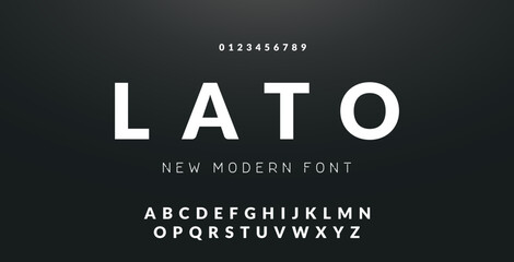 lato minimal urban font. typography with dot regular and number. minimalist style fonts set. vector 