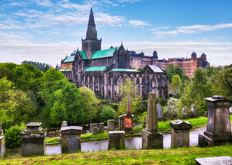 Poster - Glasgow Cathedral (Scottish Gaelic: Cathair-eaglais Ghlaschu), also called the High Kirk of Glasgow or St Kentigern's or St Mungo's Cathedral, in Glasgow, Scotland, UK.