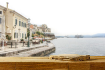 Wall Mural - Desk of free space and port landscape. 