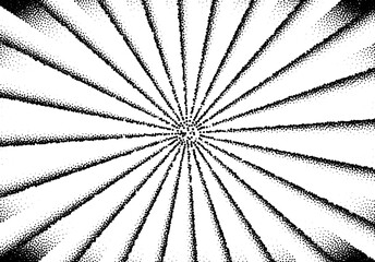 Wall Mural - Abstract sun rays with dotwork retro or tattoo style for vintage grungy background