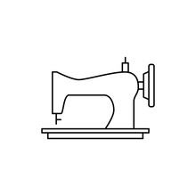 Sewing Machine Icon In Line Style Icon, Isolated On White Background