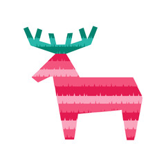 Poster - Pinata deer Christmas party decoration. Paper raindeer for fun and game. Vector illustration