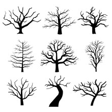 Set Of Halloween Tree Cartoon
