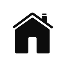 Small Black House Icon. Architectural Real Estate Symbol And Silhouette Of Comfortable Home Cottage Purchased In Vector Mortgage