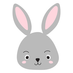 Wall Mural - rabbit hare portrait cartoon on white background, isolated vector