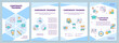 Corporate training blue brochure template. E learning. Leaflet design with linear icons. Editable 4 vector layouts for presentation, annual reports. Arial-Black, Myriad Pro-Regular fonts used