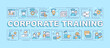 © IMG visuals icons - Corporate training word concepts blue banner. Employee student. Infographics with editable icons on color background. Isolated typography. Vector illustration with text. Arial-Black font used