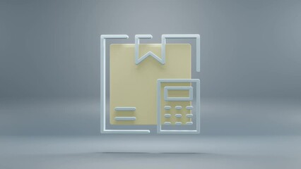 Aufkleber - Beautiful abstract Delivery Box Calculator yellow light symbol icons on a blue background. 3d rendering illustration. Background pattern for design. Online Shopping.	