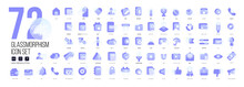 Mega Set Of Vector Icons In Glass Morphism Modern Trendy Style. Purple And Transparency Glass. 72 Icons In A Single Style Of Business, Finance, UX UI