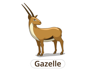 Wall Mural - Gazelle african savannah cartoon illustration PNG illustration with transparent background