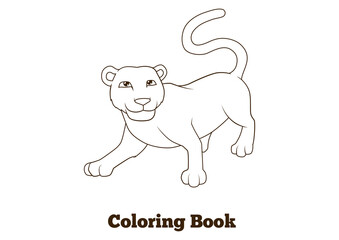 Wall Mural - Coloring book panther african animal cartoon PNG illustration with transparent background