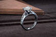 Jewelry engagement gold ring with diamonds. 3D rendering
