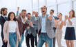 © ASDF - very happy group of young business people.