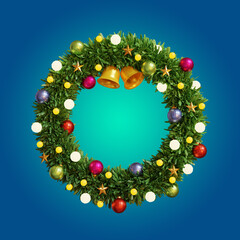 Wall Mural - Christmas wreath isolated. 3D rendering