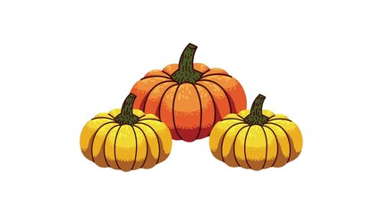 Canvas Print - pumpkins vegetables autumn season animation