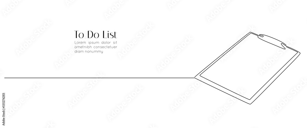 Clipboard with checklist in one continuous line drawing. Concept test ...