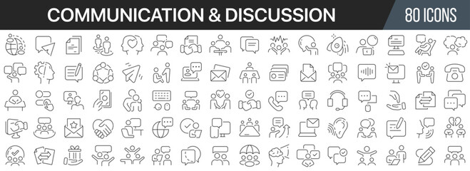 Aufkleber - Communication and discussion line icons collection. Big UI icon set in a flat design. Thin outline icons pack. Vector illustration EPS10