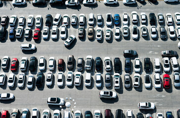 Wall Mural - Aerial view of big car parking