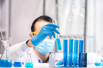 Wall Mural - health care researchers working in life science laboratory, medical science technology research work