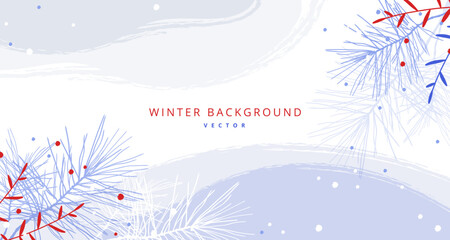 Wall Mural - Winter abstract background. Christmas holidays artistic template. Vector illustration for poster, cover, print, wallpaper, decor, header, social media post, AD