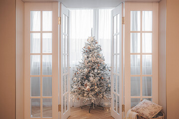 Wall Mural - Christmas tree. Xmas interior. Christmas concept. New year decoration.