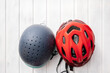 choice between two helmets, for riding and for cycling for the child