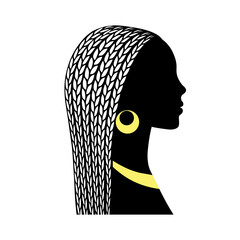 Wall Mural - Woman with jewelry. Female silhouette. Face profile. Vector illustration.