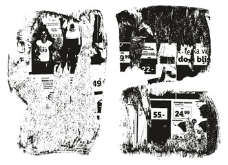 Wall Mural - ripped & torn paper background mix grunge punk style high detail abstract vector background mix set