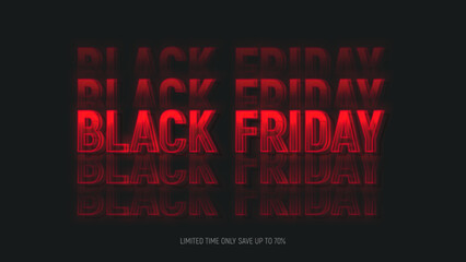 Wall Mural - Black Friday Sale banner template. Realistic 3d neon signboard. Black Friday neon lettering with trendy text effect. Vector illustration for decoration of sale banners, posters, flyers.