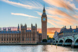 Fototapeta Big Ben - Big Ben against dramatic sky, beautiful evening cityscape