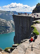 Tourists visiting the top of Preikestolen or 