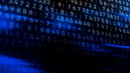 Wall Mural - digital background with glowing values. motion. encrypted digital code in stream of numbers. compute