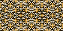 Traditional Tile Mosaic Seamless Border Pattern Print. Fabric Effect Mexican Patchwork Damask Edging Trim. Square Shape Symmetrical Background Textile Ribbon . Creative Colourful Graphic Design Banner