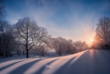 An Icy Cold Magical Sunrise A White Winter Wonderland