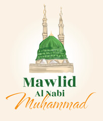 Wall Mural - Mawlid Al Nabi Muhammad, the birthday of the Prophet Muhammad greeting card