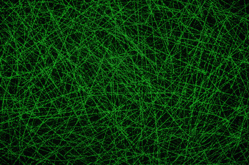 green web on a black canvas, green threads, volume, chaos, background