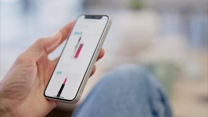Aufkleber - Online shopping, website and hands of woman and phone for cosmetics, makeup and retail. Ecommerce, internet and app with customer search for sale on mobile store, market or skincare product