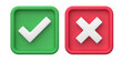 © Arvo Creative - 3d rendering of green check marks and red crosses in box shape, fit for design assets