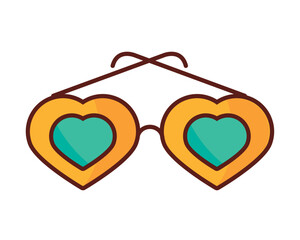 Sticker - glasses shaped hearts cartoon retro