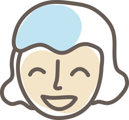 Sticker - Happy grandma, illustration, vector on a white background.