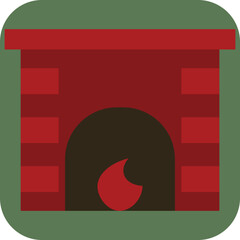 Sticker - Red fireplace, illustration, vector on a white background.