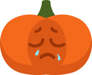 Canvas Print - Sad pumpkin, illustration, vector on a white background.