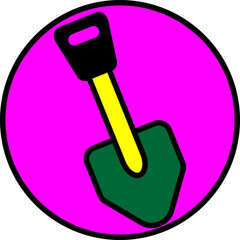 Sticker - Spring shovel, illustration, vector on a white background.