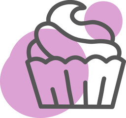 Poster - Sweet pink cupcake, illustration, vector on a white background.