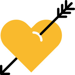 Sticker - Valentines day heart with arrow, illustration, vector on a white background.