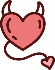 Wall Mural - Valentines day devil heart, illustration, vector on a white background.