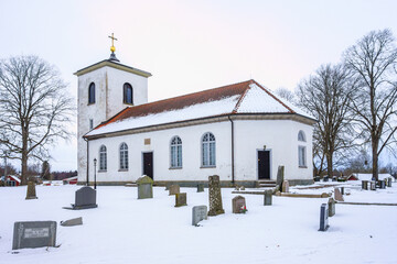 Poster - Country church with snow in winter