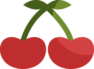Wall Mural - Red cherries, illustration, vector on a white background.