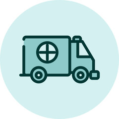 Sticker - Blue ambulance car, illustration, vector on a white background.